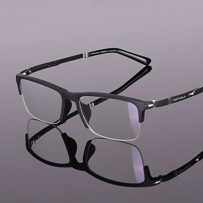 商务tr90近视眼镜男款超轻眼镜框半框潮商务近视镜眼镜架黑镜框男
